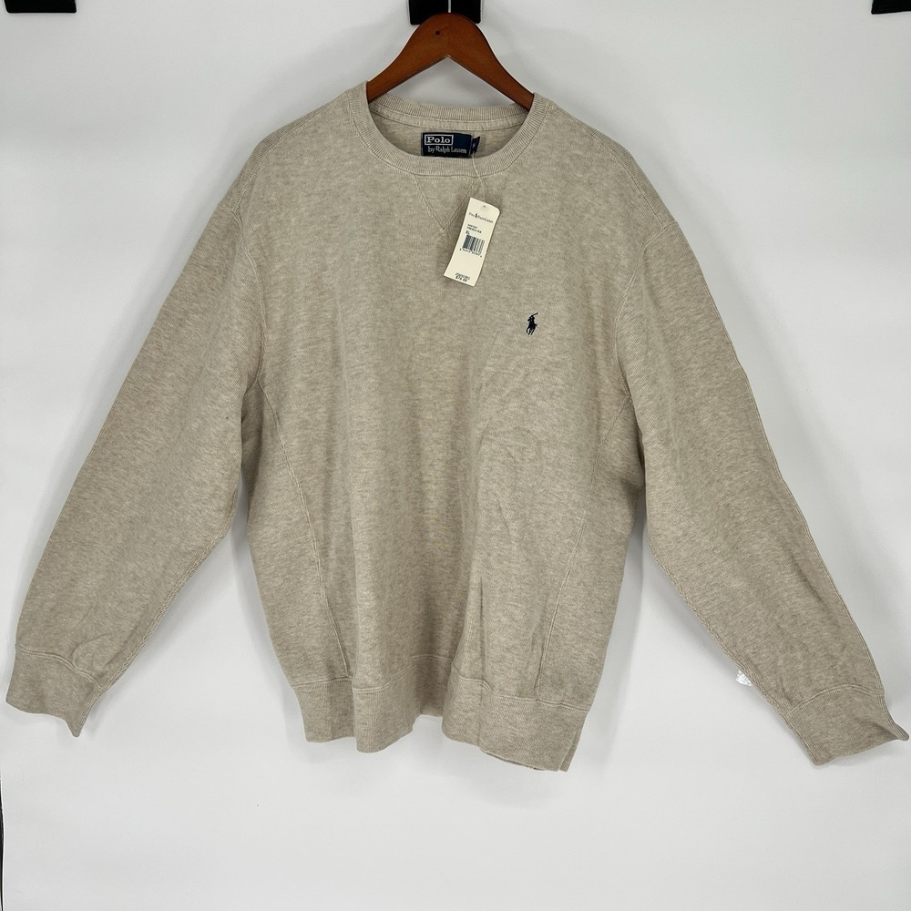 NWT Polo Ralph Lauren Crewneck French Rib Sweatshirt Sweater Beige Size XL